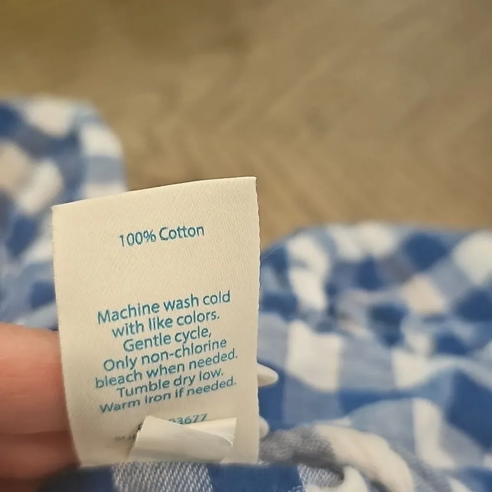 Blue and White Gingham Top and Skirt Set 6X XS 100% Cotton